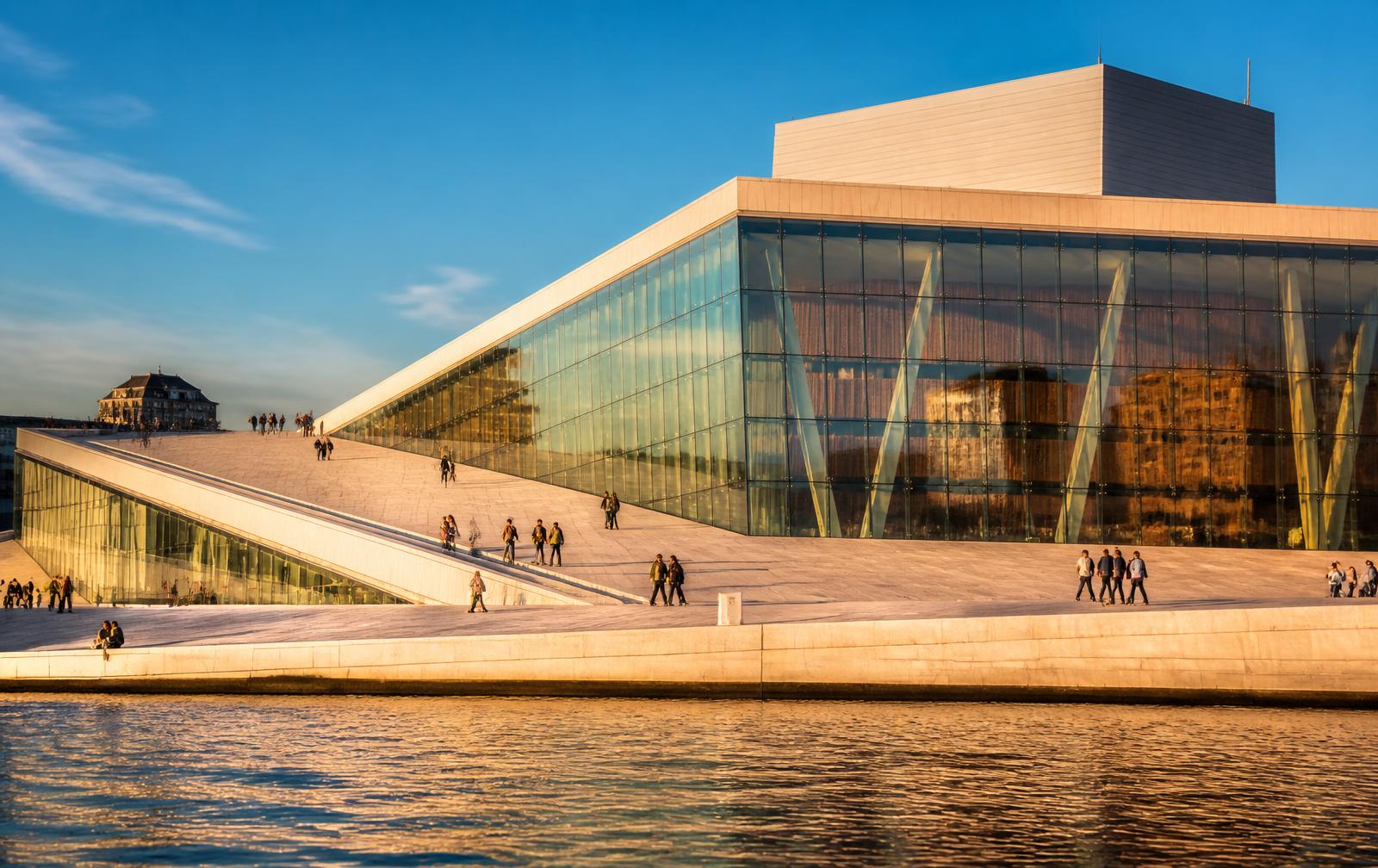 Architecture & Culture Walk — Oslo waterfront architecture in golden evening light